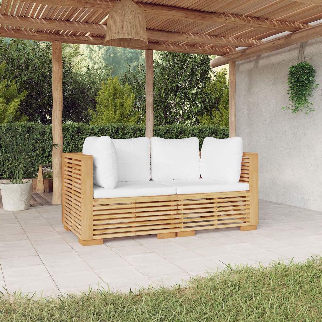 Garden Corner Sofas with Cushions 2 pcs Solid Wood Teak