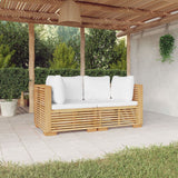 Garden Corner Sofas with Cushions 2 pcs Solid Wood Teak