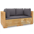 Garden Corner Sofas with Cushions 2 pcs Solid Wood Teak