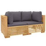 Garden Corner Sofas with Cushions 2 pcs Solid Wood Teak - Side View