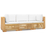3 Piece Garden Lounge Set with Cushions Solid Wood Teak - Front View