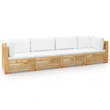 4 Piece Garden Lounge Set with Cushions Solid Wood Teak - Front View