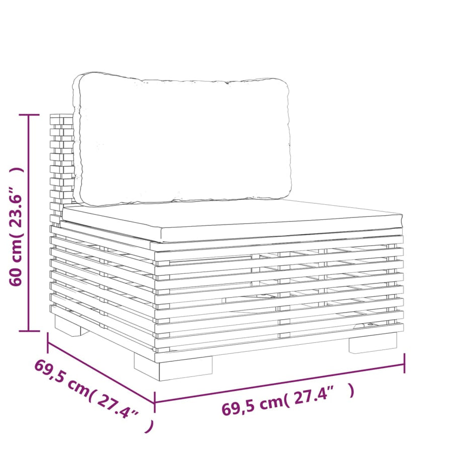 4 Piece Garden Lounge Set with Cushions Solid Wood Teak