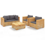 5 Piece Garden Lounge Set with Cushions Solid Wood Teak - Front View