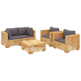5 Piece Garden Lounge Set with Cushions Solid Wood Teak - Side View