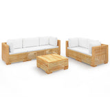 6 Piece Garden Lounge Set with Cushions Solid Wood Teak - Front View
