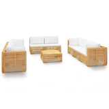 9 Piece Garden Lounge Set with Cushions Solid Wood Teak - Front View