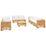 9 Piece Garden Lounge Set with Cushions Solid Wood Teak - Side View