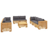 9 Piece Garden Lounge Set with Cushions Solid Teak Wood