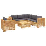 7 Piece Garden Lounge Set with Cushions Solid Teak Wood - Side View