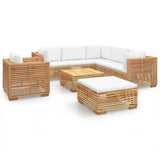 8 Piece Garden Lounge Set with Cushions Solid Teak Wood - Front View