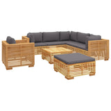 8 Piece Garden Lounge Set with Cushions Solid Teak Wood - Side View