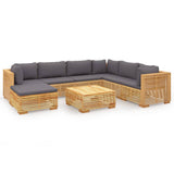 8 Piece Garden Lounge Set with Cushions Solid Teak Wood - Front View
