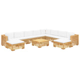 11 Piece Garden Lounge Set with Cushions Solid Teak Wood - Side View