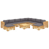 11 Piece Garden Lounge Set with Cushions Solid Teak Wood - Side View