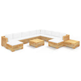 12 Piece Garden Lounge Set with Cushions Solid Teak Wood - Front View