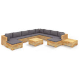 12 Piece Garden Lounge Set with Cushions Solid Teak Wood - Front View