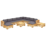 12 Piece Garden Lounge Set with Cushions Solid Teak Wood - Side View