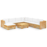 9 Piece Garden Lounge Set with Cushions Solid Teak Wood - Front View