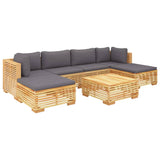 7 Piece Garden Lounge Set with Cushions Solid Teak Wood - Side View