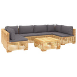 7 Piece Garden Lounge Set with Cushions Solid Teak Wood - Side View