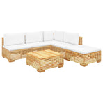 6 Piece Garden Lounge Set with Cushions Solid Teak Wood