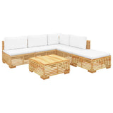6 Piece Garden Lounge Set with Cushions Solid Teak Wood - Side View