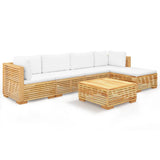 6 Piece Garden Lounge Set with Cushions Solid Teak Wood - Front View