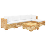 6 Piece Garden Lounge Set with Cushions Solid Teak Wood - Side View