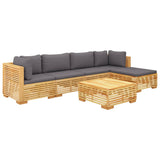 6 Piece Garden Lounge Set with Cushions Solid Teak Wood - Side View
