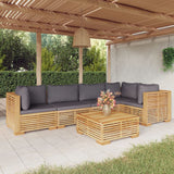 6 Piece Garden Lounge Set with Cushions Solid Teak Wood