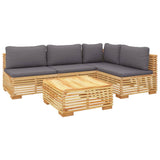 5 Piece Garden Lounge Set with Cushions Solid Teak Wood - Side View