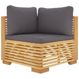 5 Piece Garden Lounge Set with Cushions Solid Teak Wood - 45-Degree Angle