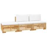 3 Piece Garden Lounge Set with Cushions Solid Teak Wood - Side View