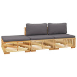 3 Piece Garden Lounge Set with Cushions Solid Wood Teak