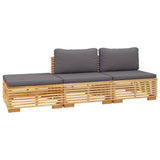 3 Piece Garden Lounge Set with Cushions Solid Wood Teak - Side View
