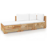 3 Piece Garden Lounge Set with Cushions Solid Wood Teak - Front View
