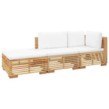 3 Piece Garden Lounge Set with Cushions Solid Wood Teak - Side View