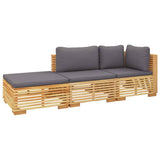 3 Piece Garden Lounge Set with Cushions Solid Wood Teak - Side View