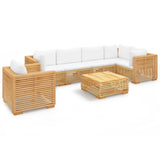 7 Piece Garden Lounge Set with Cushions Solid Wood Teak - Front View