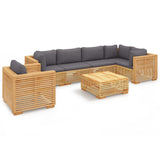7 Piece Garden Lounge Set with Cushions Solid Wood Teak - Front View