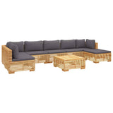 8 Piece Garden Lounge Set with Cushions Solid Wood Teak - Side View