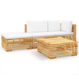4 Piece Garden Lounge Set with Cushions Solid Wood Teak