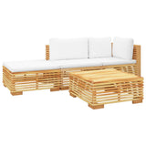 4 Piece Garden Lounge Set with Cushions Solid Wood Teak