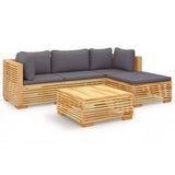 5 Piece Garden Lounge Set with Cushions Solid Wood Teak - Front View