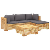 5 Piece Garden Lounge Set with Cushions Solid Wood Teak - Side View