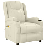 Massage Chair Cream White Faux Leather - Front View