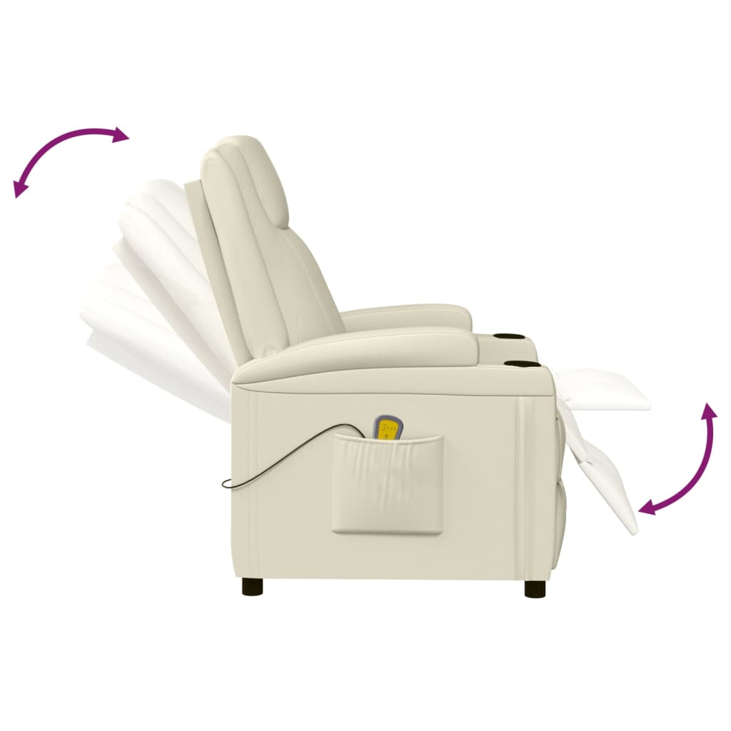 Massage Chair Cream White Faux Leather