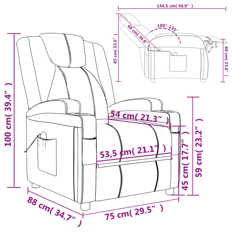 Massage Chair Cream White Faux Leather