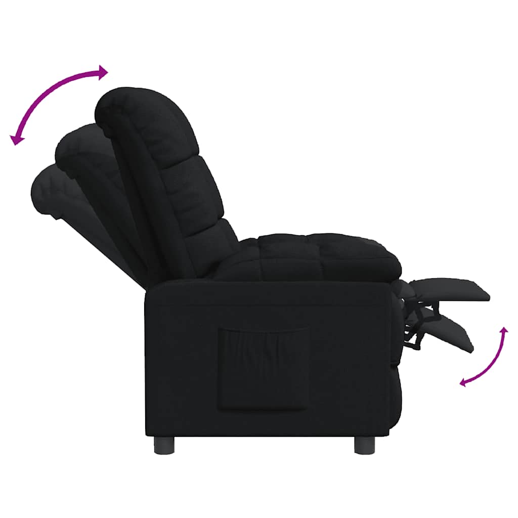 Recliner Chair Black Fabric